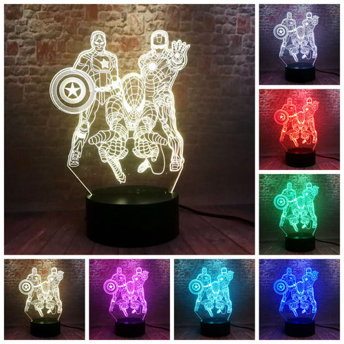 Avengers Endgame Captain America Figure 3D Illusion Nightlight LED