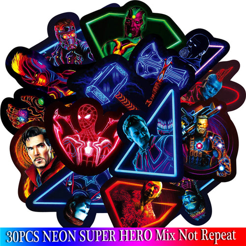 30PCS Marvel The Avengers Neon Stickers